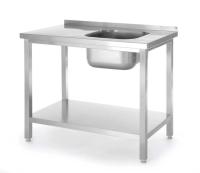 HENDI Stalas su kriaukle ir lentyna prisukamas Kitchen Line dešinė pusė 1000x600x(H)850mm 817018 | E-gastro