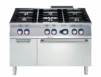 ELECTROLUX Dujinė viryklė 6 kaitviečių po 5,5kW, su dujine orkaite 6kW ir spintele, 1200 mm. 371005 | E-gastro