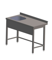 Stalas su plautuve 40x40x25 kairėje, su rėmu, su sijonu bortelis, 100x60x85 cm GS-P-04K-R-b-100/60/85 | E-gastro