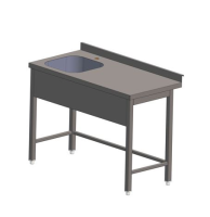 Stalas su rėmu ir plautuve 40x40x25 su sijonu, bortelis, 60x60x85cm GS-P-04-R-b-60/60/85 | E-gastro
