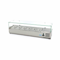 MAXIMA Stalviršinis paruošimo šaldytuvas 150 cm 6 × 1/3 GN su stiklo gaubtu 09400326 | E-gastro