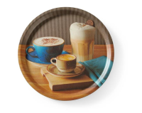 HENDI Neslystantis valgio padėklas su atspaudais Tasty Coffee, apvalus, Ø380×(H)15 mm 507971 | E-gastro