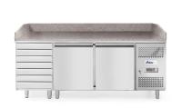 ARKTIC 2 durų šaldymo stalas picai su 7 skyriais ir stalviršiu iš granito, 250L, 2020x802x(H)1000mm 232842 | E-gastro