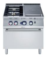 ELECTROLUX Dujinė viryklė 2 kaitviečių po 5,5kW, vientisu kaitinimo paviršiumi 3,8 kW ir dujine orkaite 6kW, 800 mm. 371009 | E-gastro