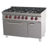 REDFOX Kombinuota viryklė su statine elektrine orkaite GN 2/1 ir 6 dujinėmis kaitvietėmis SPT 70/120 21 GE 00110116 | E-gastro