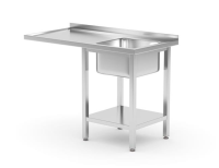 HENDI Stalas su plautuve, lentyna ir vieta indaplovei arba šaldytuvui, surenkamas, dešinėje, 1200x700x(H)850mm 237526 | E-gastro
