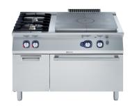 ELECTROLUX Dujinė viryklė 2 kaitviečių po 5,5kW, vientisu kaitinimo paviršiumi 7kW, dujine orkaite 6kW ir spintele, 1200 mm. 371010 | E-gastro