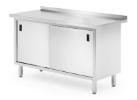 HENDI Sieninis stalas su spintele stumdomomis durimis, suvirintas, Profi Line, 1400x600x(H)850mm 811672 | E-gastro