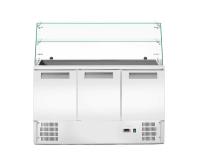 ARKTIC Šaldymo stalas salotoms, 3-ų durų, su stikline vitrina, 1365x695x(H)1270mm 236192 | E-gastro