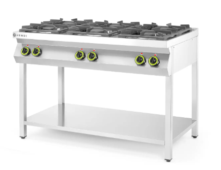HENDI dujinė viryklė, 6 degikliai, su atviru stovu, Kitchen Line, 28,5kW, 1200x700x(H)900mm 226094 | E-gastro