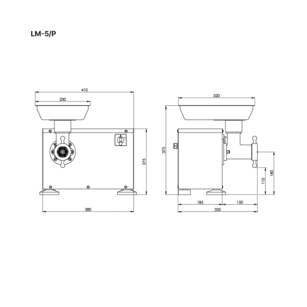 KONETEOLLISUUS Mėsmalė LM-5/P, 100kg/val., 230V/0,55kW ELMP00500 | E-gastro