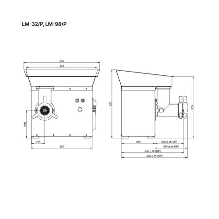 KONETEOLLISUUS Mėsmalė LM-32/P, 600-800kg/val., 400V/3kW ELMP03200 | E-gastro
