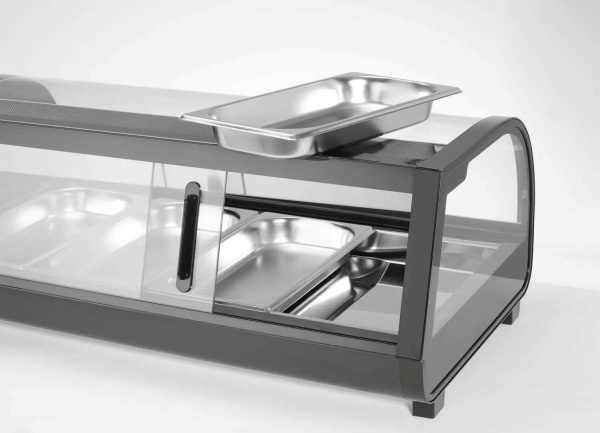 ARKTIC Suši vitrina, 5x GN 1/2 (H)40 mm (su indais), juoda, 220–240V/190W, 1800x420x(H)265 mm 274040 | E-gastro