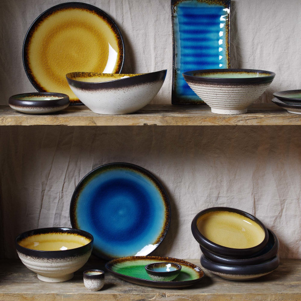FINE DINE Stačiakampė lėkštė Lazur, mėlyna, 272x150mm, 3 vnt. 772867 | E-gastro