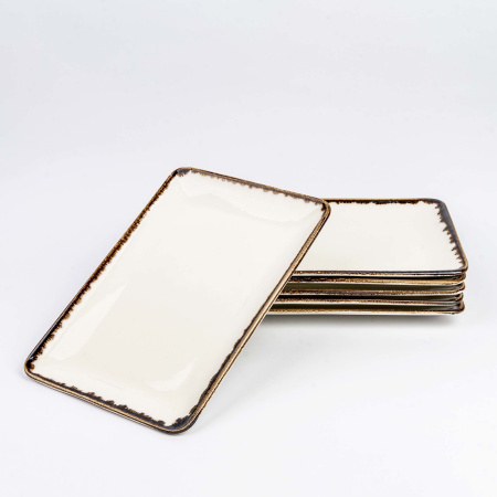 FINE DINE Stačiakampė lėkštė Vanilla, kreminė, 215x120 mm, 6 vnt. 781098 | E-gastro