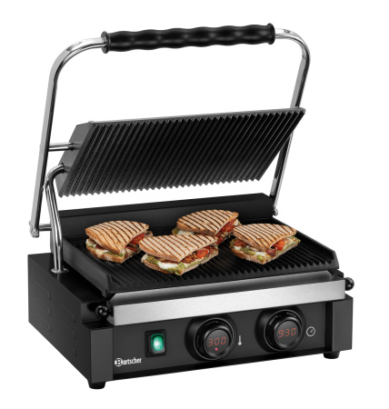 BARTSCHER Elektrinis kontaktinis grilis "Panini-MDI" 1R S, juodas, rifliuotas viršus ir apačia, 230V/2,2kW 150127 | E-gastro