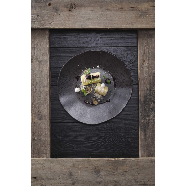 FINE DINE Lėkštė aukštu krašteliu Ironstone, juoda, ø150 mm, 6 vnt. 04SWA000081 | E-gastro