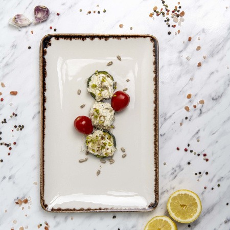 FINE DINE Stačiakampė lėkštė Vanilla, kreminė, 215x120 mm, 6 vnt. 781098 | E-gastro
