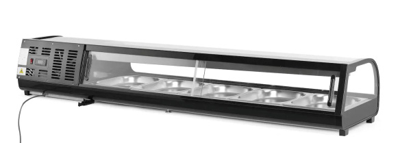 ARKTIC Suši vitrina, 5x GN 1/2 (H)40 mm (su indais), juoda, 220–240V/190W, 1800x420x(H)265 mm 274040 | E-gastro