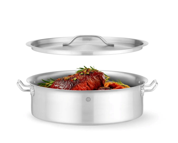 HENDI Troškinimo puodas su dangčiu, 10,8L, Ø360x(H)139mm 836521 | E-gastro
