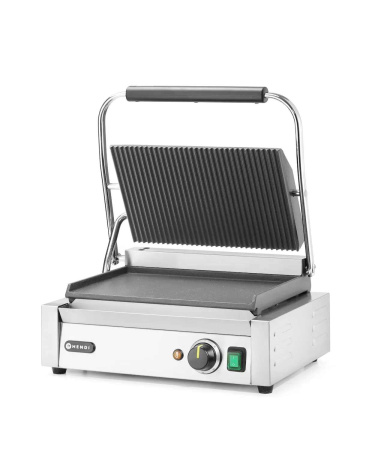 HENDI Kontaktinis grilis Panini, rifliuotas viršus ir lygi apačia, 430x375x(H)216mm 263662 | E-gastro
