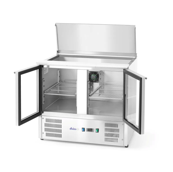 ARKTIC šaldomas 2 durų įstiklintas stalas su atlenkiamu dangčiu 247 L 900x700x(H)860mm 236246 | E-gastro