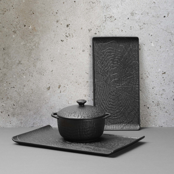 FINE DINE Stačiakampė lėkštė Crust, juoda, 468x100 mm, 3 vnt. 769850 | E-gastro