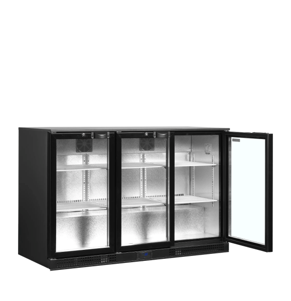 TEFCOLD Pobarinis šaldytuvas DB301H-3, 3 varstomos stiklinės durys, 300 l., 1350 x 520 x 870 mm 44727 | E-gastro