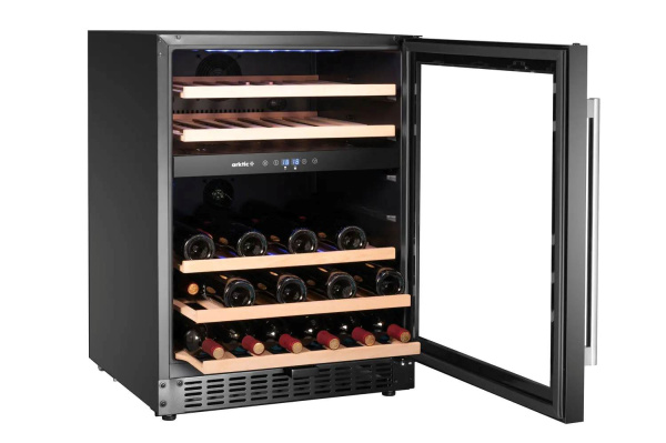 ARKTIC Vyno šaldytuvas, 2 zonų, 46 buteliai, Juodas, 570x595x(H)820mm 237106 | E-gastro