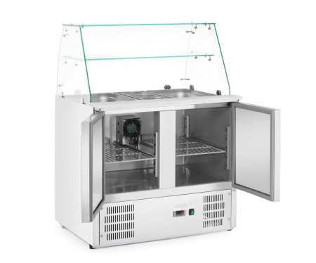 ARKTIC Šaldomas 2 durų salotų stalas su stikline vitrina, 900x695x(H)1270mm 236185 | E-gastro