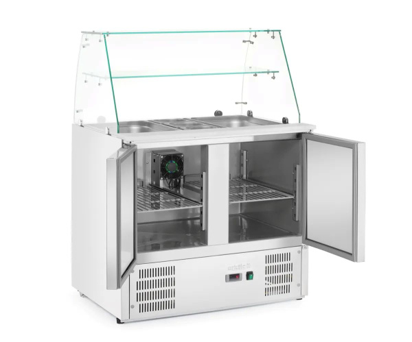ARKTIC Šaldomas 2 durų salotų stalas su stikline vitrina, 900x695x(H)1270mm 236185 | E-gastro