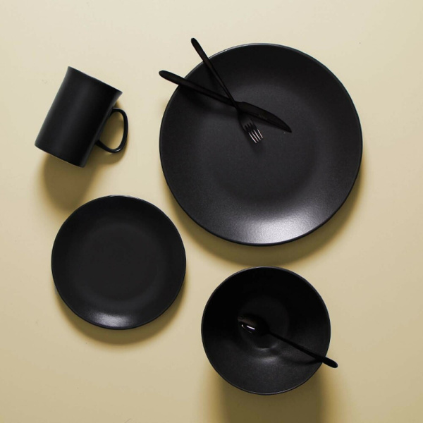 FINE DINE Gili lėkštė Coal, juoda, ø200 mm, 6 vnt. 04ALM002758 | E-gastro