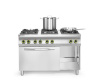 HENDI „Kitchen Line“ 6 degiklių dujinė viryklė su elektrine konvekcine orkaite GN1/1 225899 | E-gastro