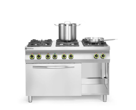 HENDI „Kitchen Line“ 6 degiklių dujinė viryklė su elektrine konvekcine orkaite GN1/1 225899 | E-gastro
