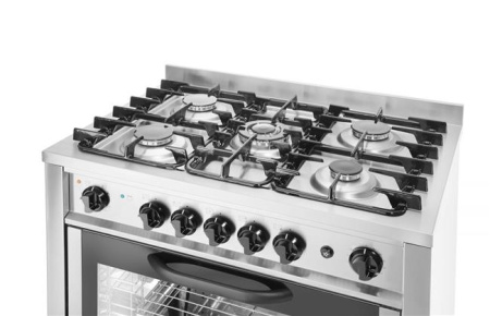 HENDY dujinė viryklė, 5 degikliai su elektrine orkaite, 14,3 kW, 900x600x850/900 (H) mm 225707 | E-gastro