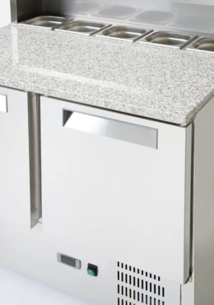 ARKTIC 2 durų šaldytuvo stalas su antstatu ir granito stalviršiu, 247 l, 900x700x(H)1070 mm, 230V/145W 236208 | E-gastro