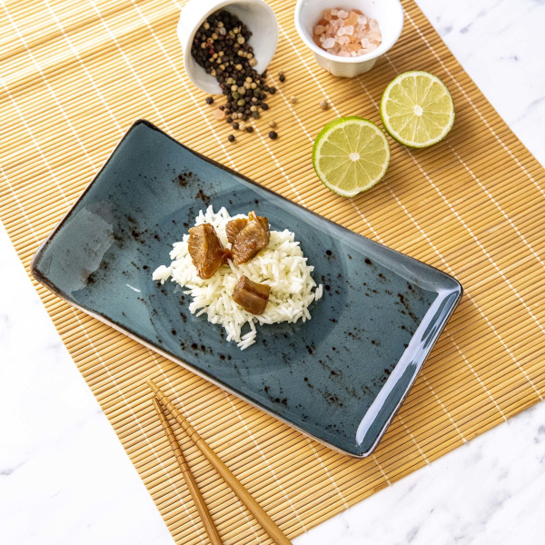 FINE DINE Stačiakampė lėkštė Arando, pilka, 300x150mm, 6 vnt. 769676 | E-gastro