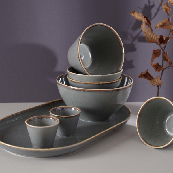 FINE DINE Plati lėkštė Stone, tamsiai pilka, ø 300 mm, 6 vnt. 04ALM002451 | E-gastro