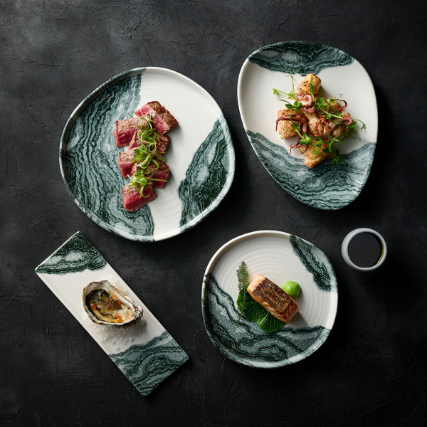 FINE DINE Lėkštė aukštu krašteliu Tide Black, kreminė, ø210mm, 6 vnt. TDBKOW211 | E-gastro