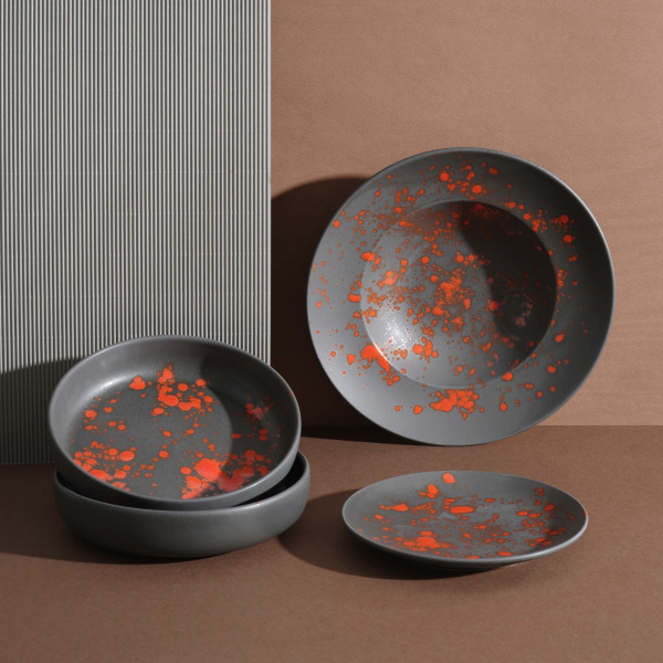 FINE DINE Cappuccino puodelio lėkštė Bloom, juoda, ø160 mm, 6 vnt. 779941 | E-gastro