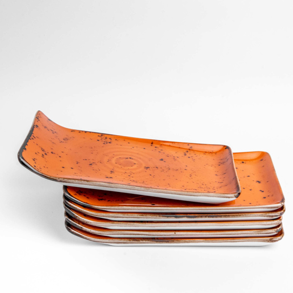 FINE DINE Stačiakampė lėkštė, oranžinė, 215x180mm, 6 vnt. 778364 | E-gastro