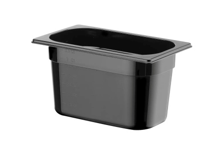 HENDI GN 1/4 konteineris iš juodo polikarbonato, 4L, Juodas, 265x162x(H)150mm