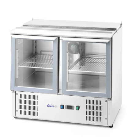 ARKTIC šaldomas 2 durų įstiklintas stalas su atlenkiamu dangčiu 247 L 900x700x(H)860mm 236246 | E-gastro