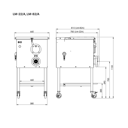 KONETEOLLISUUS Automatinė mėsmalė-maišyklė LM-22/A, nerūdijančio plieno, 660kg/val., 400V/3kW ELMA02201 | E-gastro