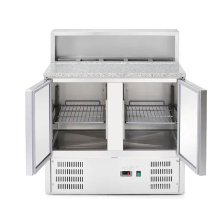 ARKTIC 2 durų šaldytuvo stalas su antstatu ir granito stalviršiu, 247 l, 900x700x(H)1070 mm, 230V/145W 236208 | E-gastro