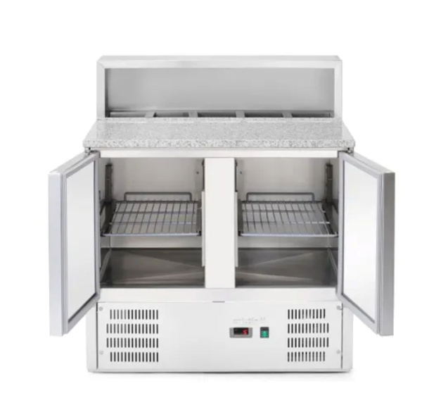 ARKTIC 2 durų šaldytuvo stalas su antstatu ir granito stalviršiu, 247 l, 900x700x(H)1070 mm, 230V/145W 236208 | E-gastro