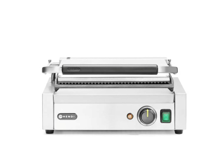 HENDI Kontaktinis grilis Panini, rifliuotas viršus ir lygi apačia, 430x375x(H)216mm 263662 | E-gastro