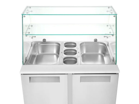 ARKTIC Šaldomas 2 durų salotų stalas su stikline vitrina, 900x695x(H)1270mm 236185 | E-gastro