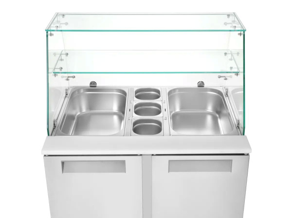 ARKTIC Šaldomas 2 durų salotų stalas su stikline vitrina, 900x695x(H)1270mm 236185 | E-gastro