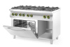 HENDI „Kitchen Line“ 6 degiklių dujinė viryklė su elektrine konvekcine orkaite GN1/1 225899 | E-gastro